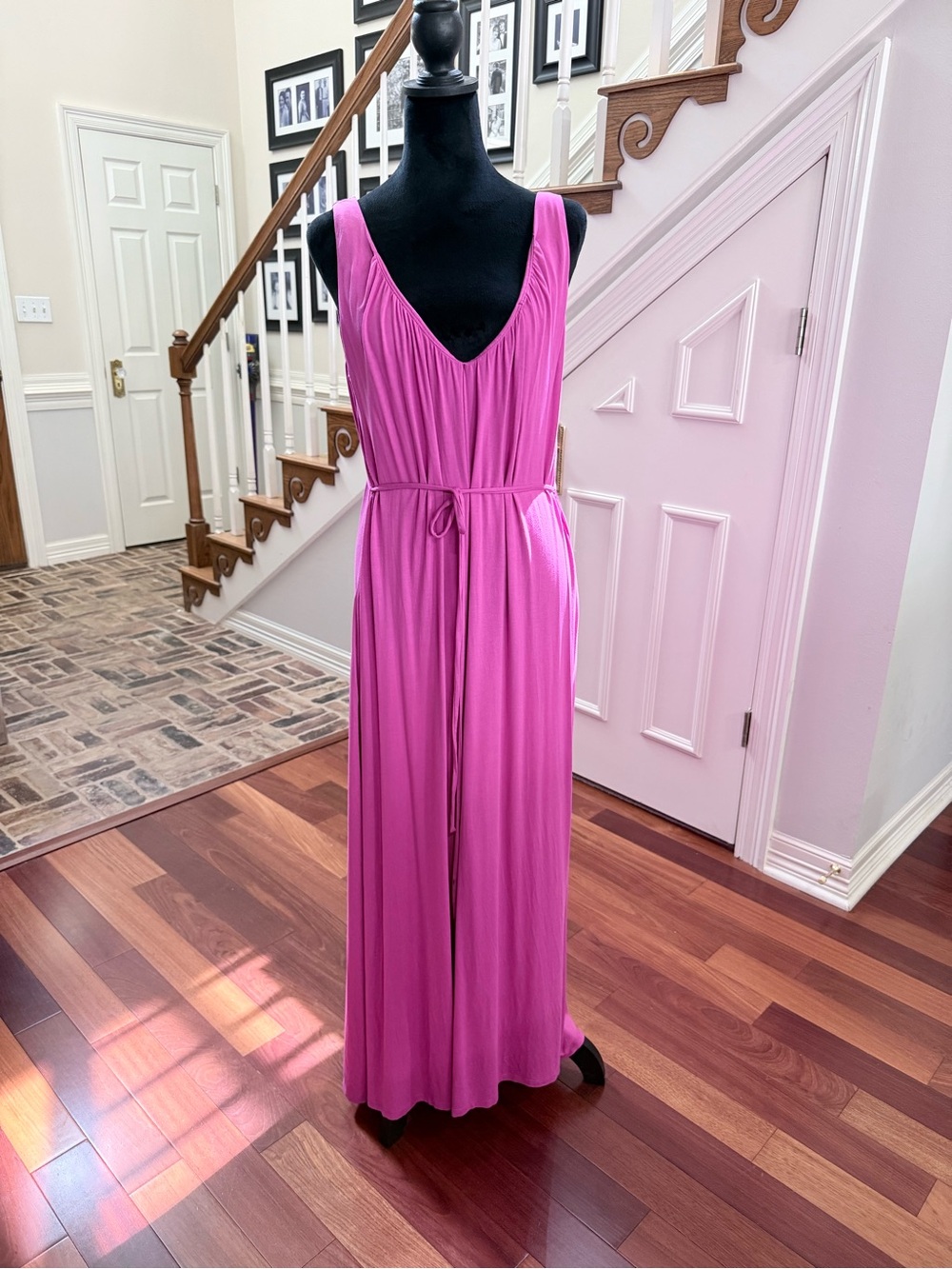 Boden Pink Vacation Dress Grecian Style with Pockets & Built in Shelf Bra, Sz 8